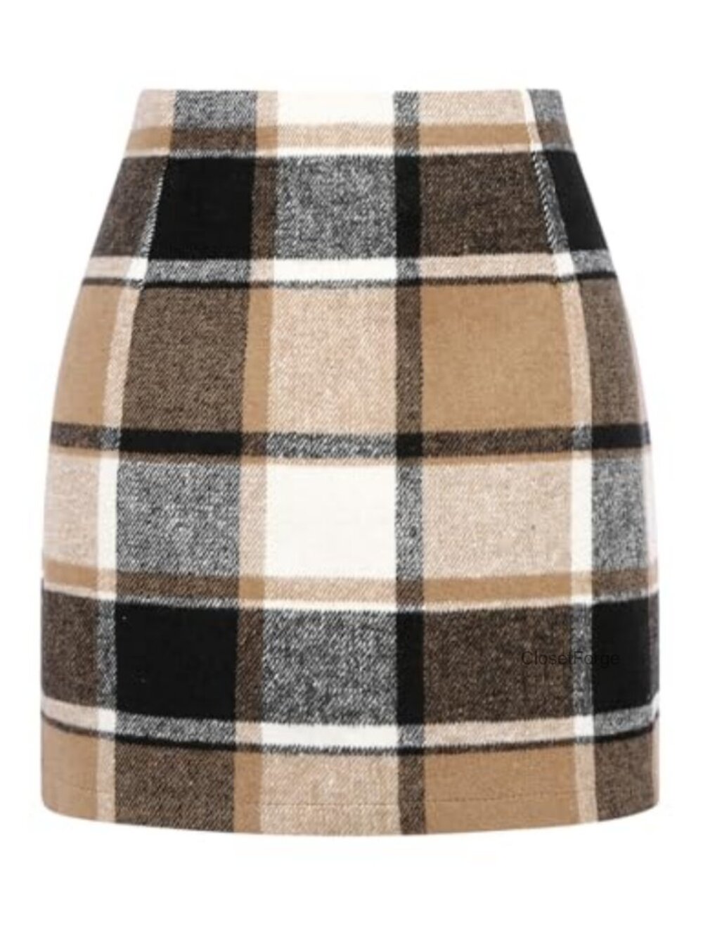 Womens High Waist Plaid Pencil Skirt Bodycon Mini Wool Blend
